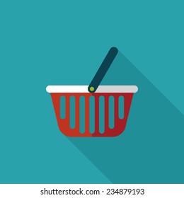 shopping basket flat icon with long shadow,eps10