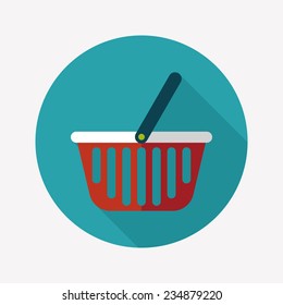 shopping basket flat icon with long shadow,eps10