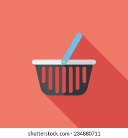 shopping basket flat icon with long shadow,eps10