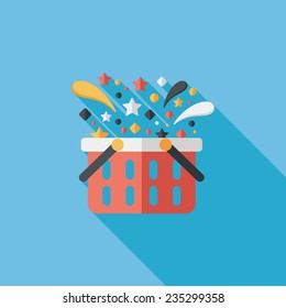 shopping basket flat icon with long shadow,eps10