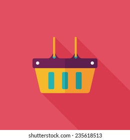 shopping basket flat icon with long shadow,eps10