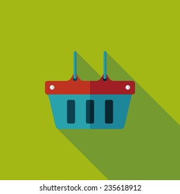 shopping basket flat icon with long shadow,eps10