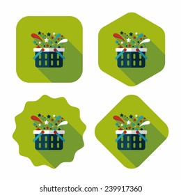 shopping basket flat icon with long shadow,eps10
