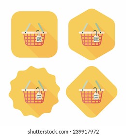 shopping basket flat icon with long shadow,eps10