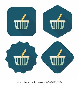 shopping basket flat icon with long shadow,eps10