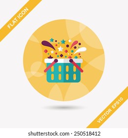 shopping basket flat icon with long shadow,eps10