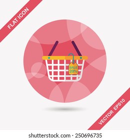 shopping basket flat icon with long shadow,eps10