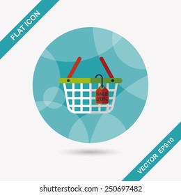 shopping basket flat icon with long shadow,eps10
