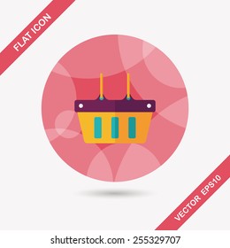 shopping basket flat icon with long shadow,eps10