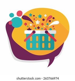 shopping basket flat icon with long shadow,eps10
