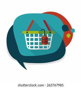 shopping basket flat icon with long shadow,eps10
