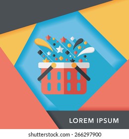 shopping basket flat icon with long shadow,eps10