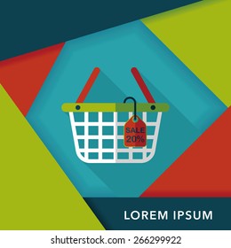 shopping basket flat icon with long shadow,eps10