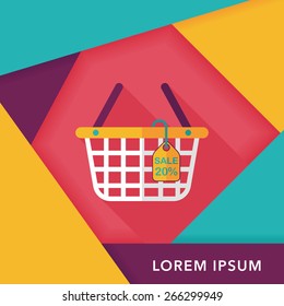 shopping basket flat icon with long shadow,eps10