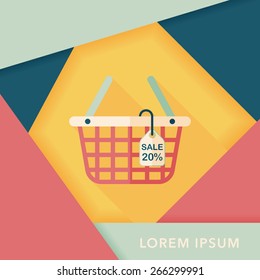 shopping basket flat icon with long shadow,eps10