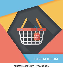 shopping basket flat icon with long shadow,eps10
