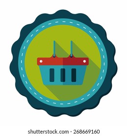 shopping basket flat icon with long shadow,eps10