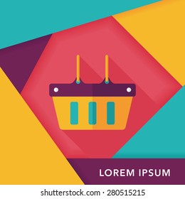 shopping basket flat icon with long shadow,eps10