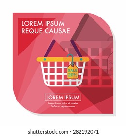 shopping basket flat icon with long shadow,eps10