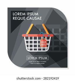 shopping basket flat icon with long shadow,eps10