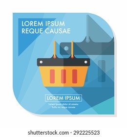 shopping basket flat icon with long shadow,eps10
