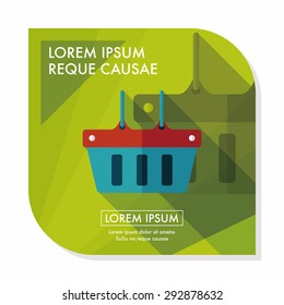 shopping basket flat icon with long shadow,eps10