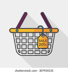 shopping basket flat icon with long shadow,eps10
