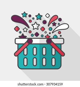 shopping basket flat icon with long shadow,eps10