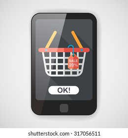 shopping basket flat icon with long shadow,eps10