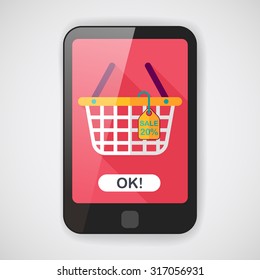 shopping basket flat icon with long shadow,eps10