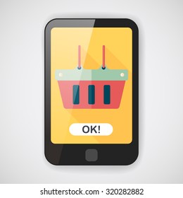 shopping basket flat icon with long shadow,eps10