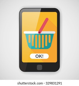shopping basket flat icon with long shadow,eps10