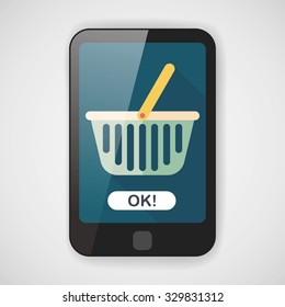 shopping basket flat icon with long shadow,eps10