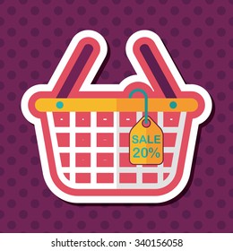 shopping basket flat icon with long shadow,eps10