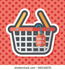 shopping basket flat icon with long shadow,eps10