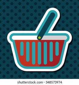 shopping basket flat icon with long shadow,eps10