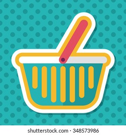 shopping basket flat icon with long shadow,eps10
