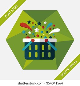 shopping basket flat icon with long shadow,eps10