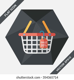 shopping basket flat icon with long shadow,eps10