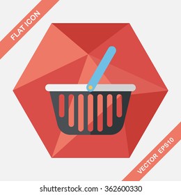 shopping basket flat icon with long shadow,eps10