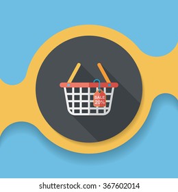 shopping basket flat icon with long shadow,eps10