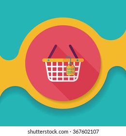 shopping basket flat icon with long shadow,eps10