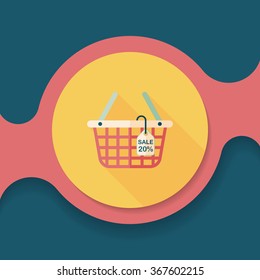 shopping basket flat icon with long shadow,eps10