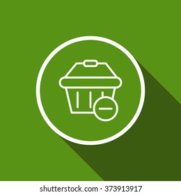 shopping basket flat icon with long shadow. vector illustration