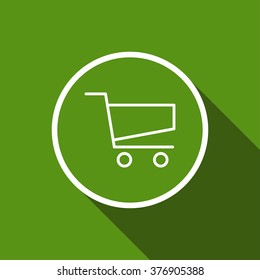 shopping basket flat icon with long shadow. trolley vector illustration