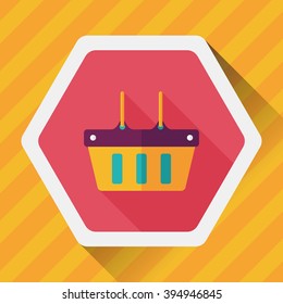 shopping basket flat icon with long shadow,eps10