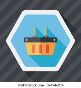 shopping basket flat icon with long shadow,eps10