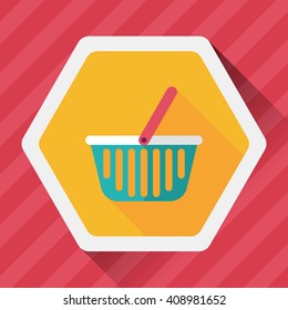 shopping basket flat icon with long shadow,eps10