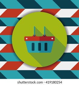 shopping basket flat icon with long shadow,eps10