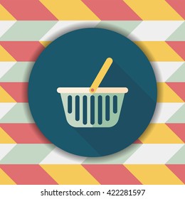 shopping basket flat icon with long shadow,eps10